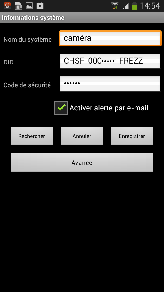 Activation alerte email