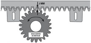 pose crémaillères selon roue crantée moteur portail